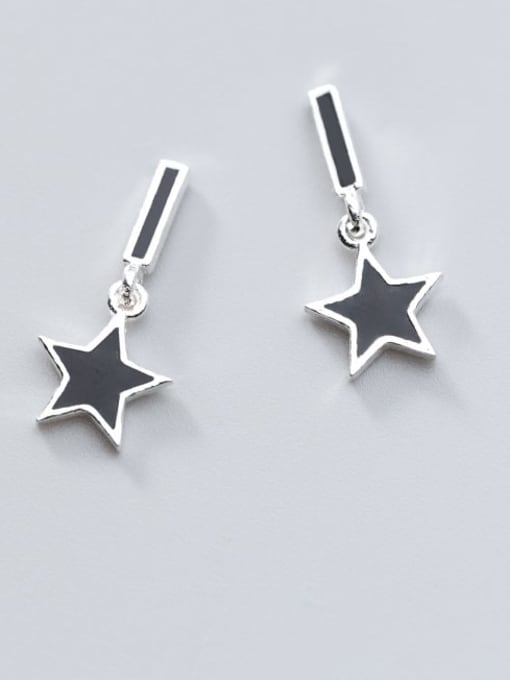 Rosh 925 Sterling Silver Black Enamel Star Minimalist Stud Earring 0