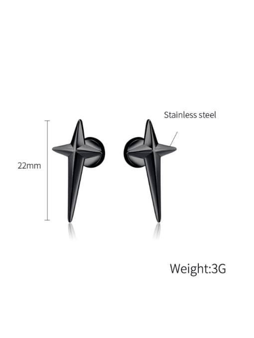 Open Sky Titanium Steel Cross Minimalist Stud Earring 3