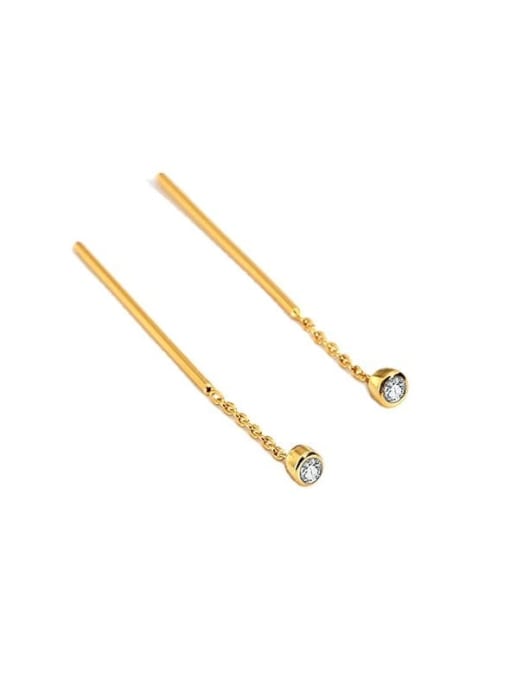 CHARME Brass Rhinestone Tassel Minimalist Threader Earring 3