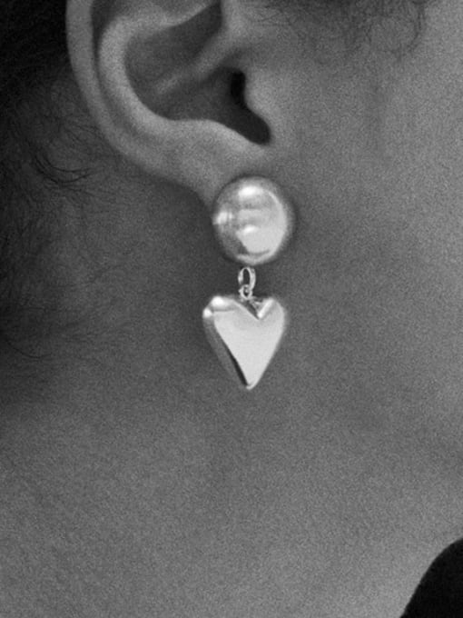 LI MUMU Titanium Steel Smooth Heart Minimalist Drop Earring 1