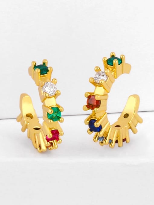 CC Brass Cubic Zirconia Rainbow Vintage Clip Earring 2