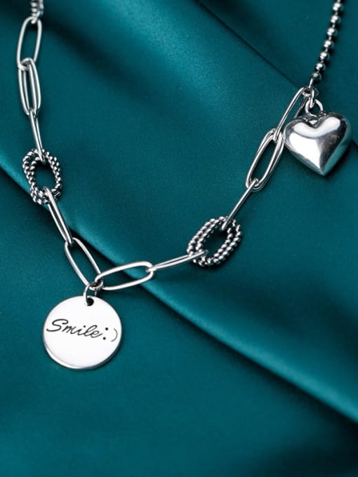Rosh 925 Sterling Silver retro geometric chain round brand Pendant Necklace 2