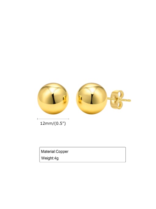 CONG Brass Round  Ball Minimalist Stud Earring 2