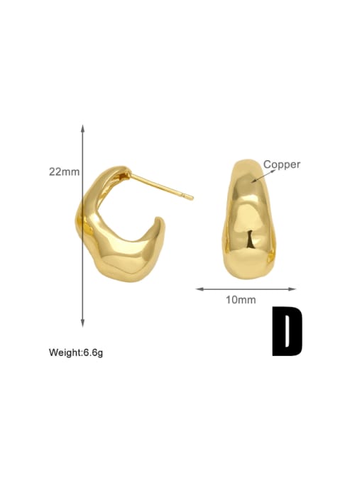 D Brass Geometric Vintage Stud Earring