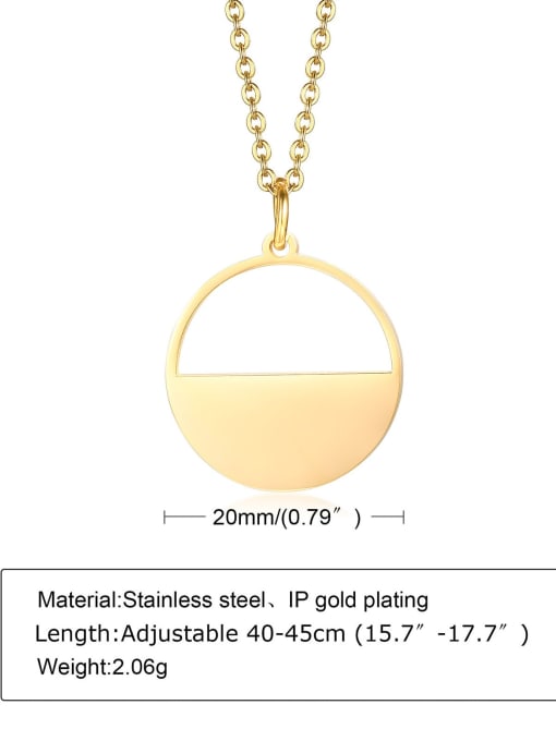Gold Titanium Steel Smooth Geometric Minimalist Necklace