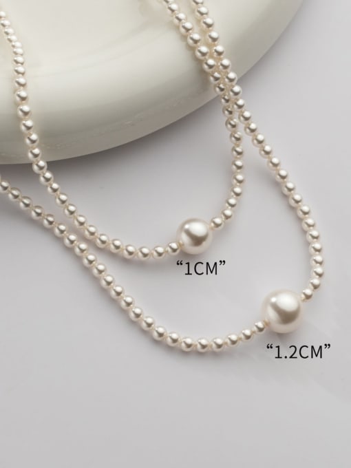 Rosh 925 Sterling Silver Imitation Pearl Geometric Minimalist Beaded Necklace 2