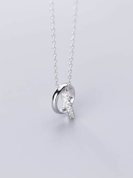 Rosh 925 Sterling Silver Rhinestone Fashion Simple Hollow Diamond Round  Necklace 2