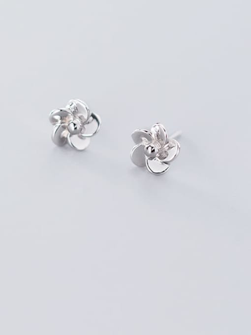 Rosh 925 Sterling Silver Rhinestone Flower Minimalist Stud Earring 2