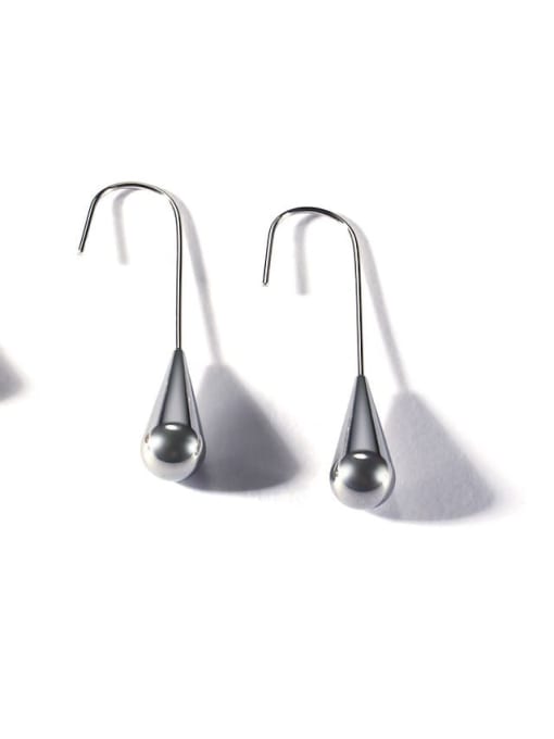 CONG Titanium Steel Smooth Water Drop Minimalist Hook Earring 3