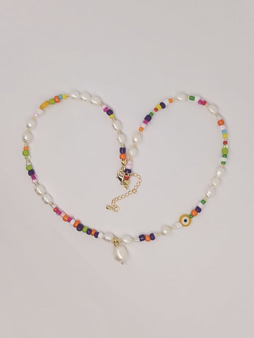 MMBEADS Freshwater Pearl Multi Color Glass bead Bohemia Necklace