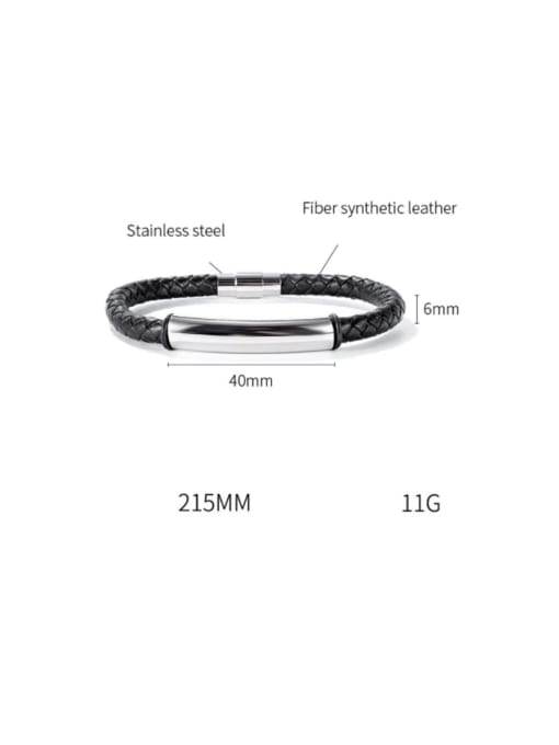 Open Sky Titanium Steel Leather Geometric Hip Hop Woven Wire  Bracelet 1
