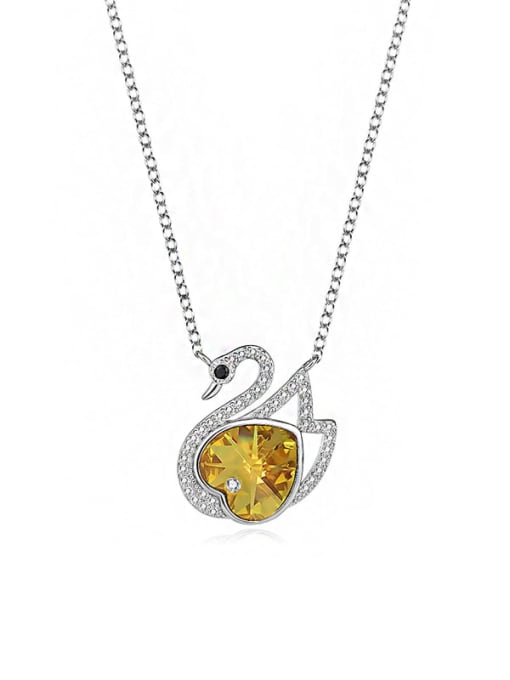 JYXZ 043 (gold) 925 Sterling Silver Austrian Crystal Swan Classic Necklace