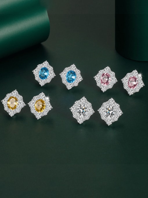 X&S Brass Cubic Zirconia Multi Color Geometric Dainty Stud Earring 3