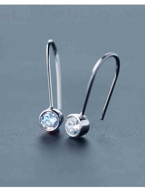 Rosh 925 Sterling Silver Rhinestone Geometric Minimalist Hook Earring 3