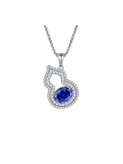 BC-Swarovski Elements 925 Sterling Silver High Carbon Diamond Irregular Luxury Gourd Pendant Necklace 0
