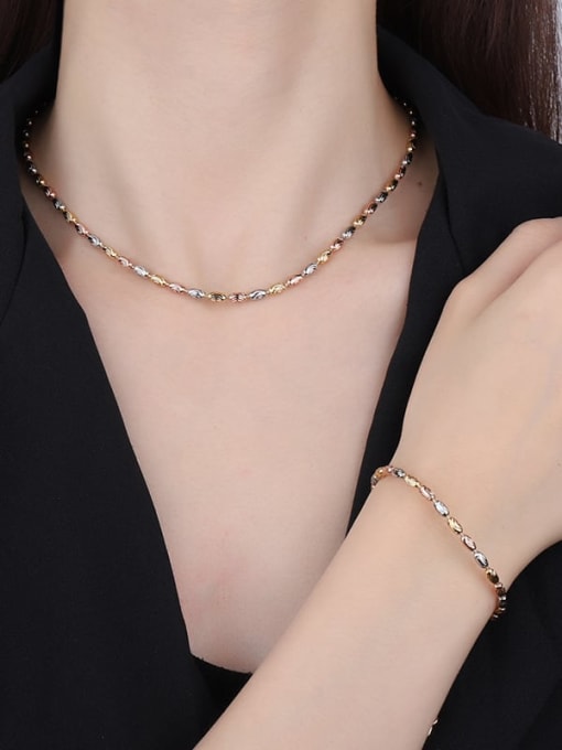ROSS Brass Trend Irregular  Bead Bracelet and Necklace Set 1