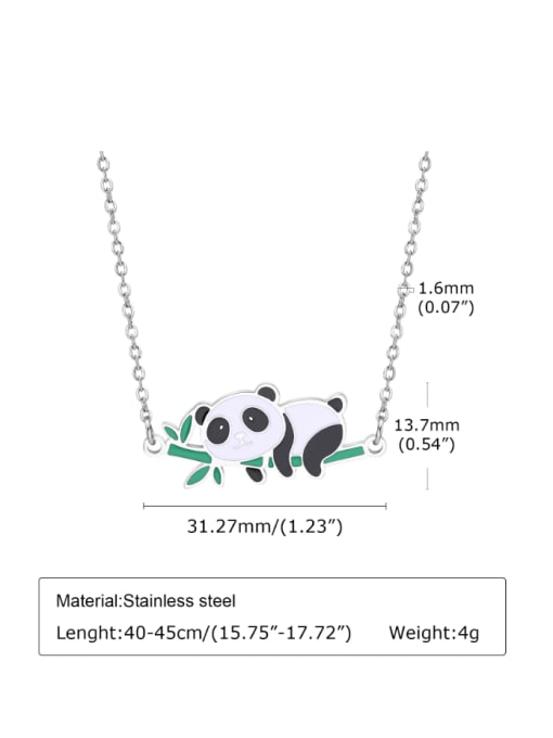 CONG Stainless steel Enamel Panda  Minimalist Necklace 2