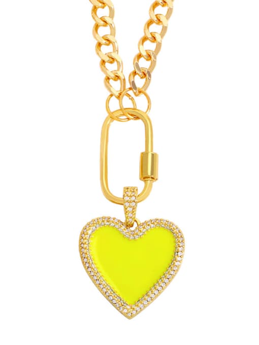 yellow Brass Enamel Heart Minimalist Necklace