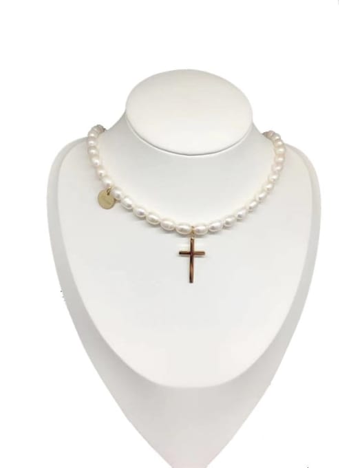 LI MUMU Titanium Imitation Pearl Minimalist Regligious Necklace 3