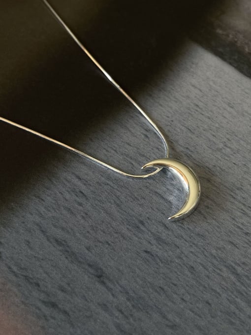 Boomer Cat 925 Sterling Silver Moon Minimalist Necklace 0