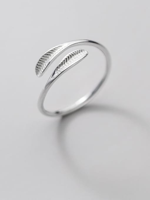 Rosh 925 Sterling Silver Leaf Minimalist Band Ring 0
