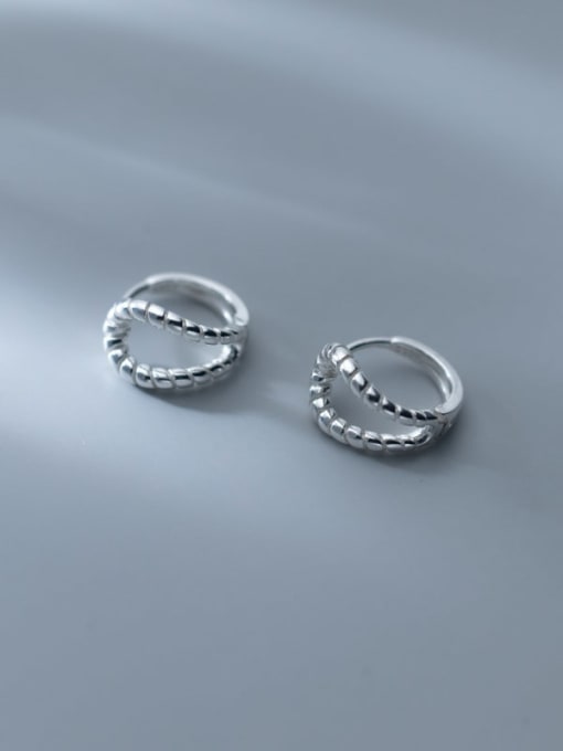 Rosh 925 Sterling Silver Hollow double-layer twist Minimalist Clip Earring 1