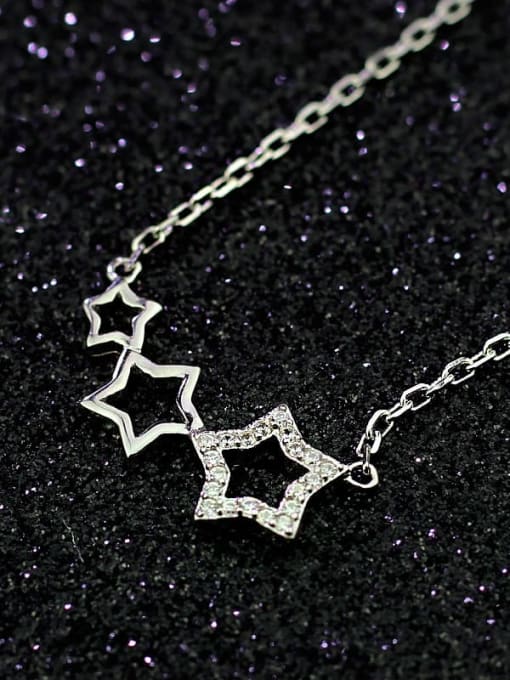 JENNY 925 Sterling Silver Cubic Zirconia Hollow Star Vintage Necklace 3
