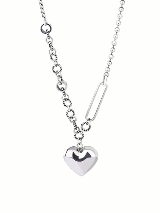 XBOX 925 Sterling Silver  Asymmetric chain Hip Hop Heart Pendant Necklace 3