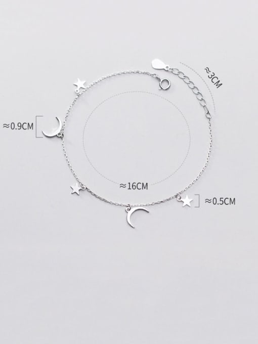 Rosh 925 Sterling Silver Simple Fashion Stars Moon Bracelet 1