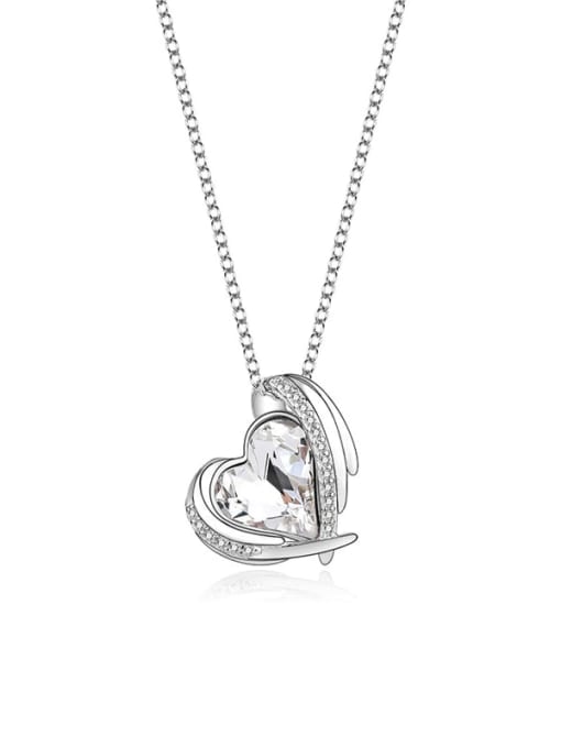 JYXZ 022 (white) 925 Sterling Silver Austrian Crystal Heart Classic Necklace