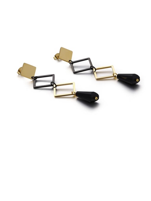 Golden black Titanium Hollow Geometric Minimalist Drop Earring