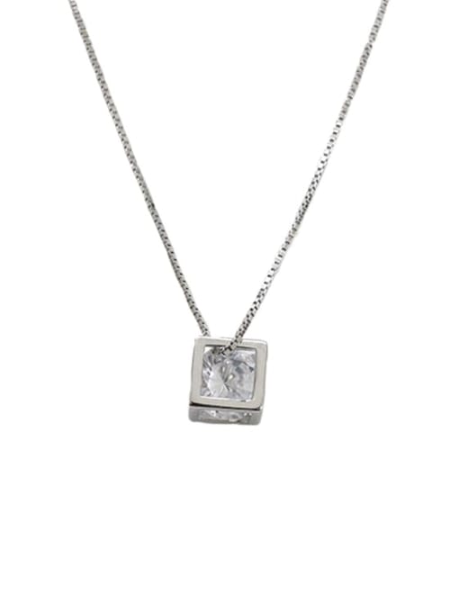DAKA 925 sterling silver simple Hollow  cube Necklace