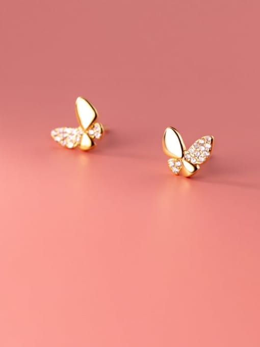 Rosh 925 Sterling Silver Cubic Zirconia Butterfly Cute Stud Earring