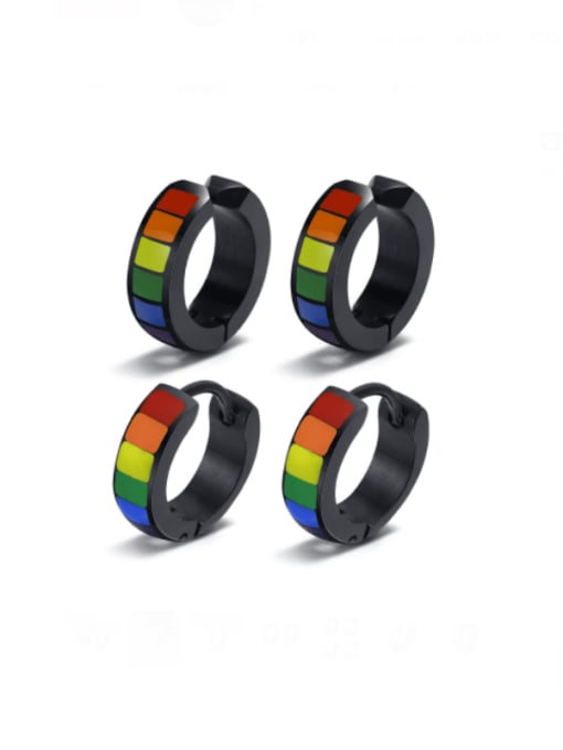 CONG Stainless steel Multi Color Enamel Geometric Minimalist Earring (Single-Only One) 0