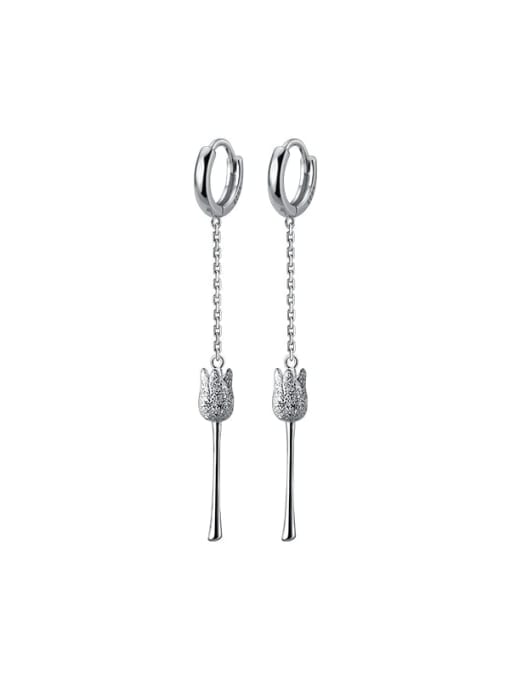 Rosh 925 Sterling Silver Flower Minimalist Drop Earring 3