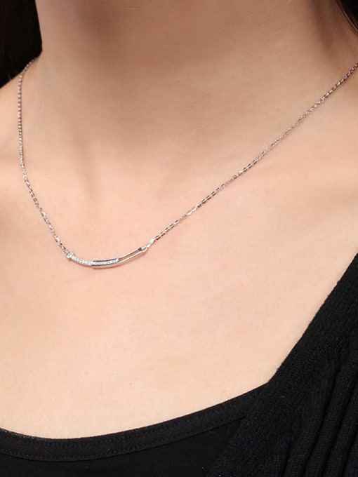 RINNTIN 925 Sterling Silver Cubic Zirconia Geometric Minimalist Necklace 1