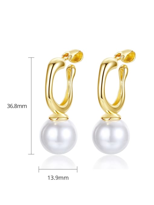 BLING SU Brass Imitation Pearl Geometric Minimalist Huggie Earring 2