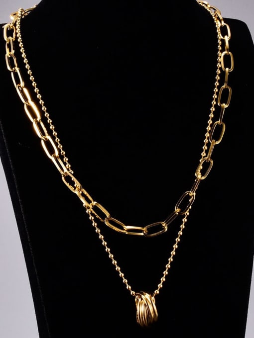 A TEEM Titanium Geometric  Chain Vintage Multi Strand Necklace 1