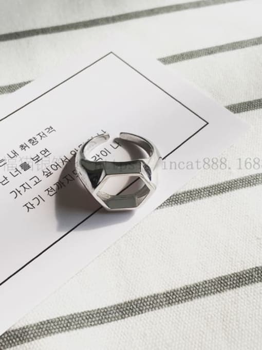 J 366 six sided ring 925 Sterling Silver Geometric Minimalist  Free Size Band Ring
