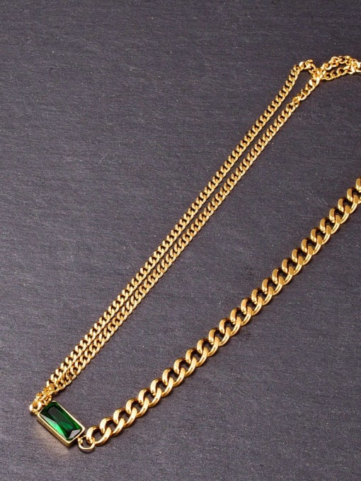 A TEEM Titanium Glass Stone Geometric Vintage Necklace