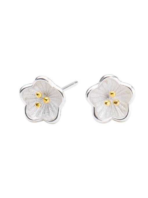 XBOX 925 Sterling Silver Bead Flower Minimalist Stud Earring