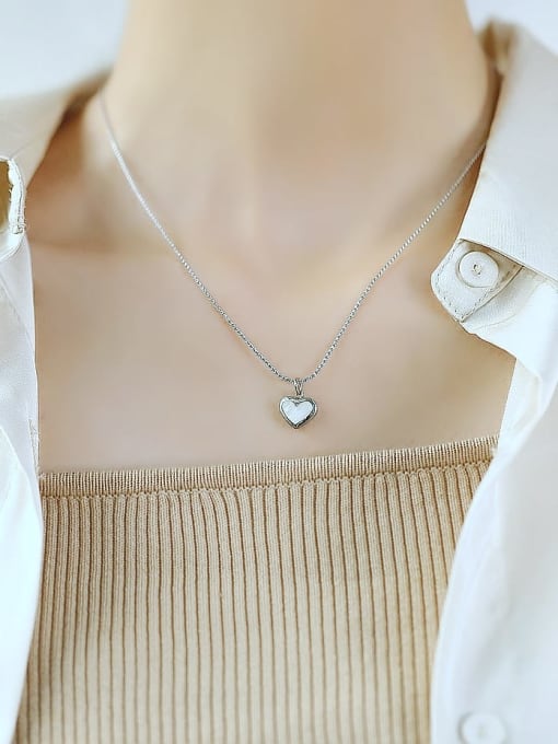 Open Sky Titanium Steel Enamel Heart Minimalist Necklace 3