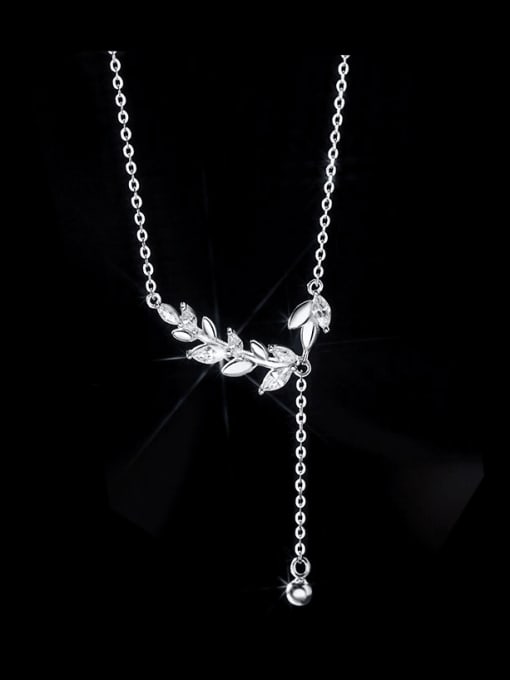 Rosh 925 Sterling Silver Cubic Zirconia Wheatear Dainty Tassel Necklace