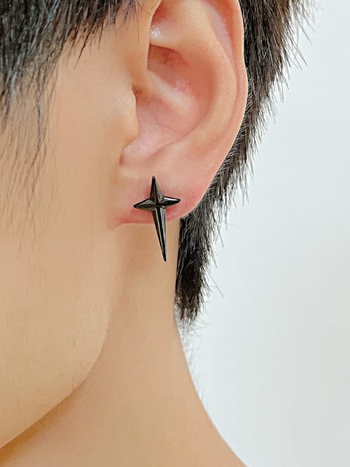 Open Sky Titanium Steel Cross Minimalist Stud Earring 1