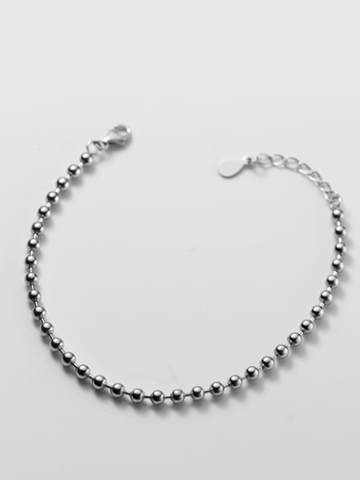 S925 silver bracelet 0.3cm 925 Sterling Silver Bead Round Minimalist Beaded Bracelet