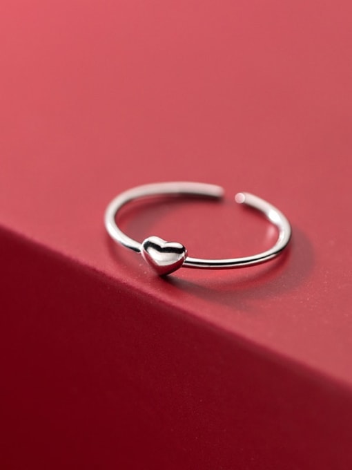 Rosh 925 Sterling Silver Heart Minimalist Band Ring 2
