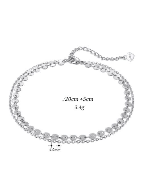 RINNTIN 925 Sterling Silver Minimalist  Double Layer Round Anklet 4