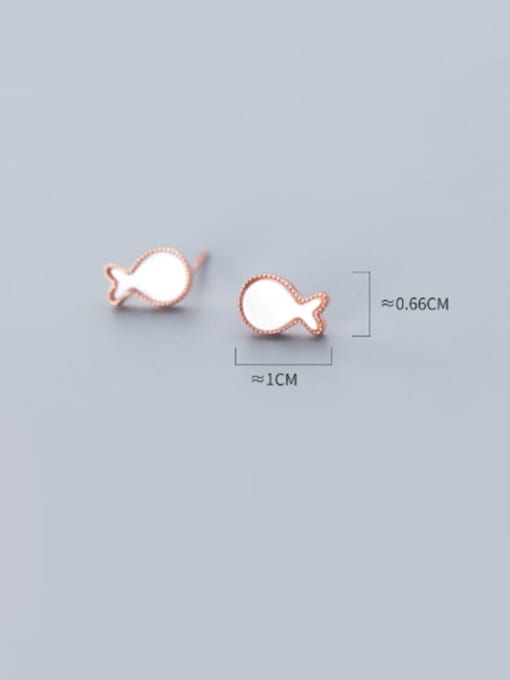 Rosh 925 Sterling Silver White Enamel Fish Minimalist Stud Earring 3