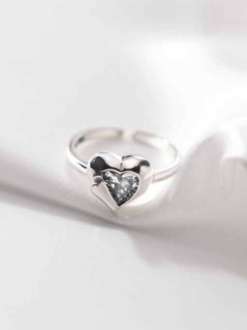 Rosh 925 Sterling Silver Cubic Zirconia Heart Vintage Band Ring 1