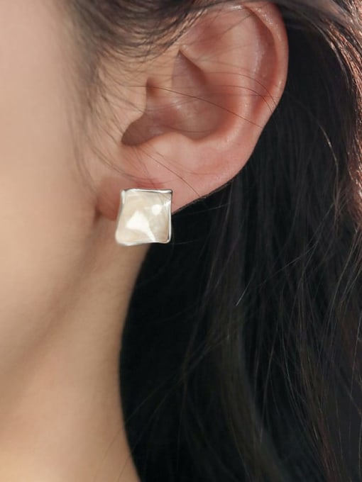 Rosh 925 Sterling Silver Enamel Geometric Minimalist Stud Earring 1